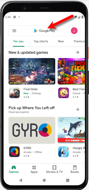Playstore search bar